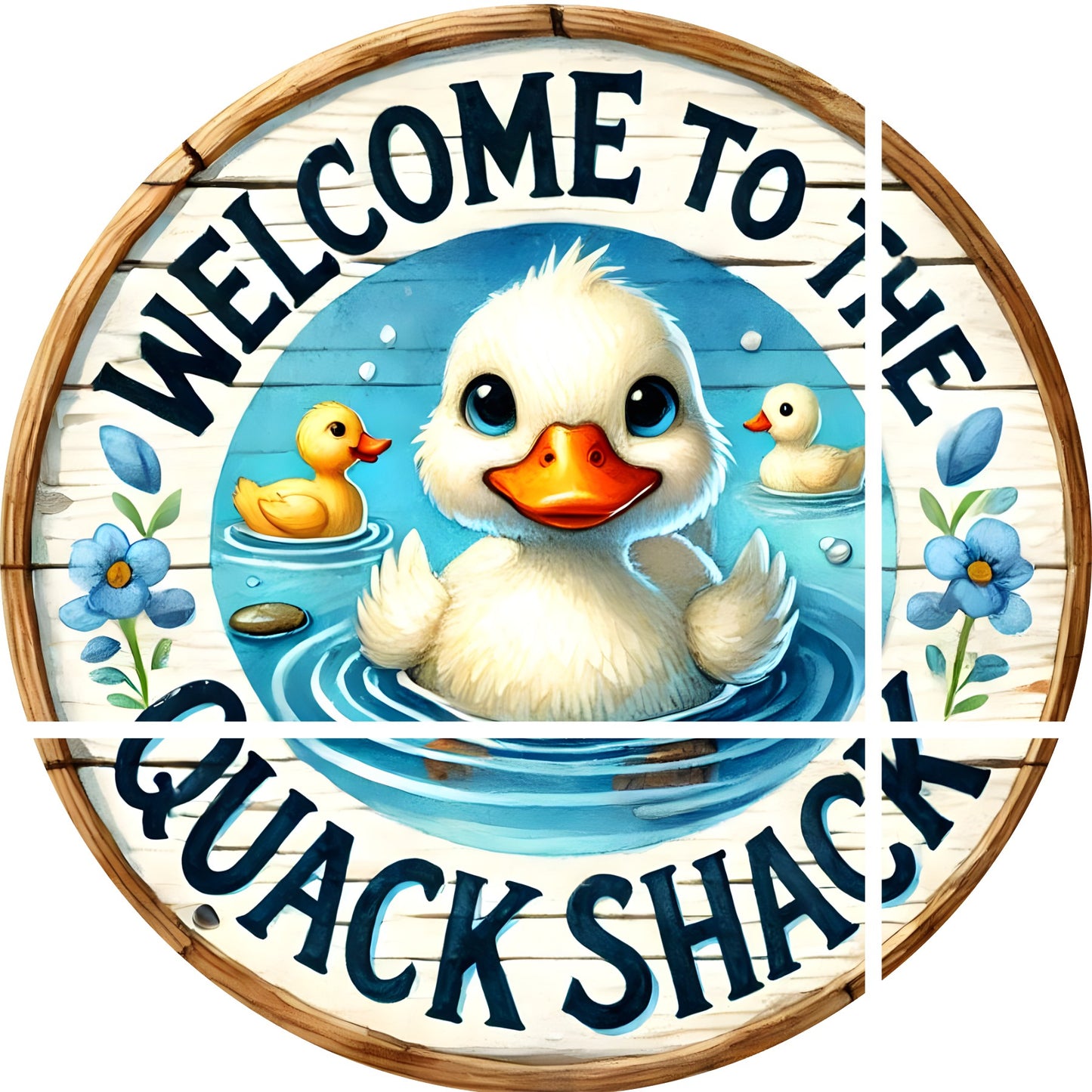 Welcome to the Quack Shack, Funny Swimming Duck Wreath sign, Bird sign, Water Foul round metal sign, wreath attachment, wreath Center