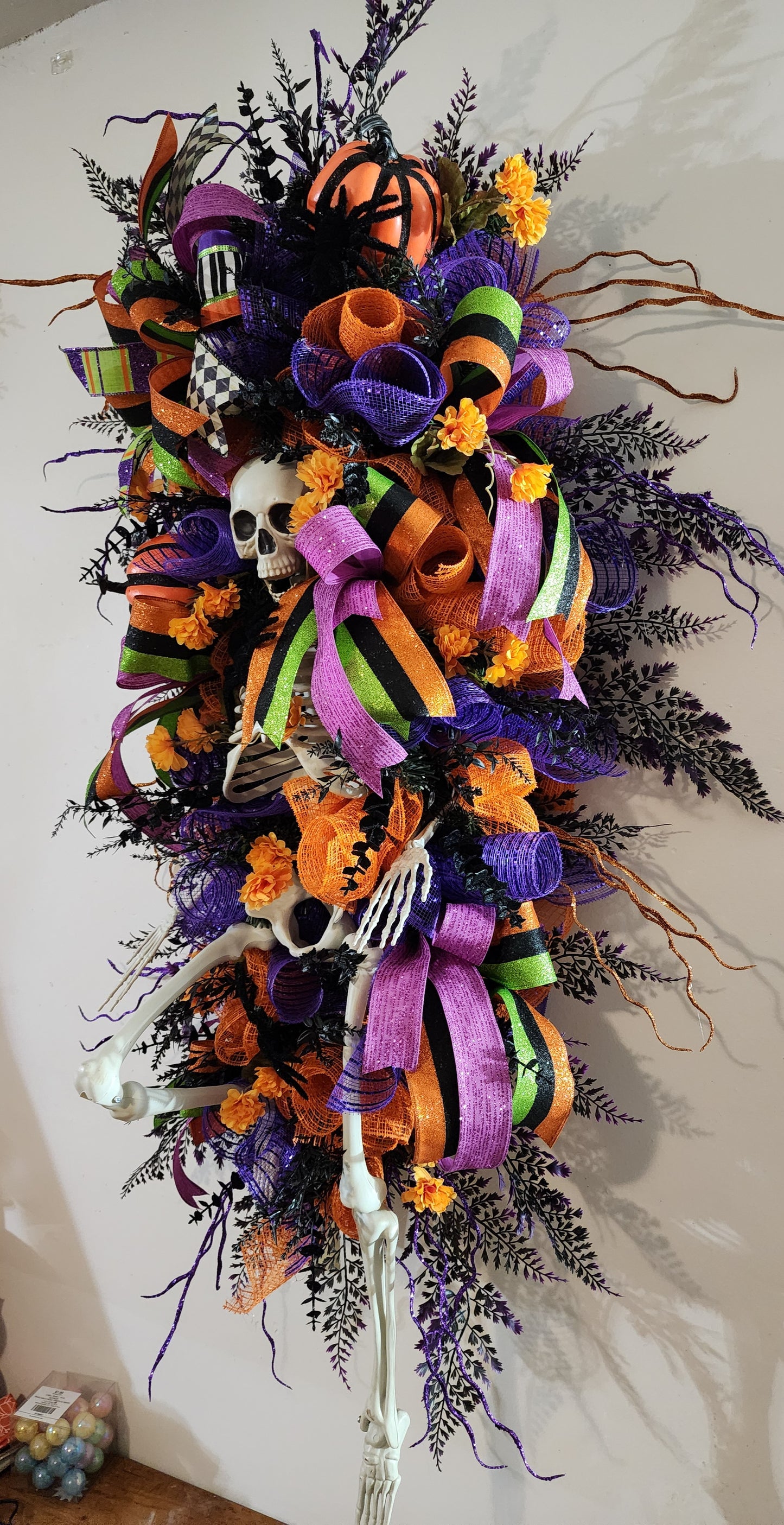 Extra large Halloween skeleton swag, skeleton swag for your front door, halloween decor, spooky wreath