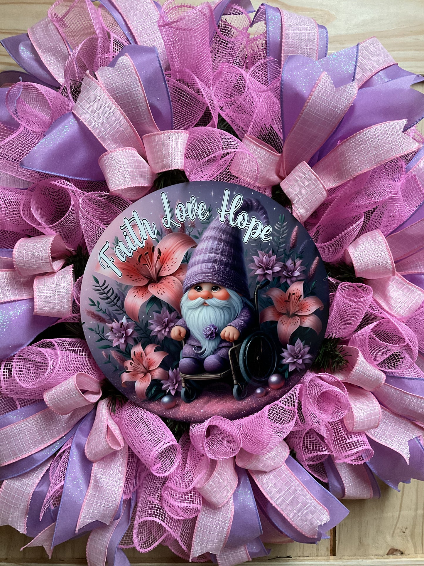 Custom order love faith hope gnome wreath