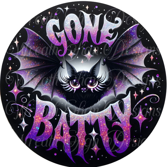 halloween gone batty bat sign sign, fall door sign, metal wreath sign, Round sign,  attachment Wreath center