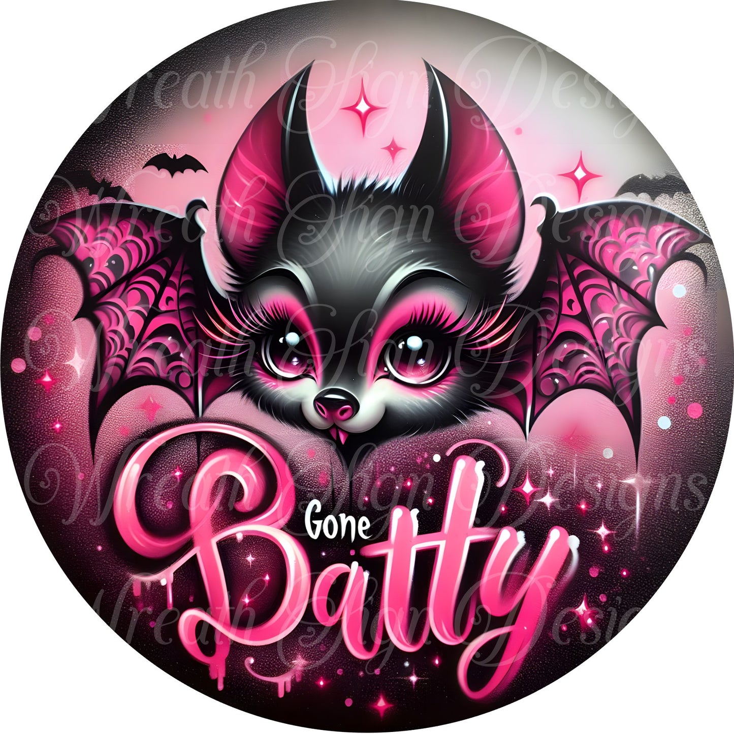 halloween gone batty bat sign sign, fall door sign, metal wreath sign, Round sign,  attachment Wreath center