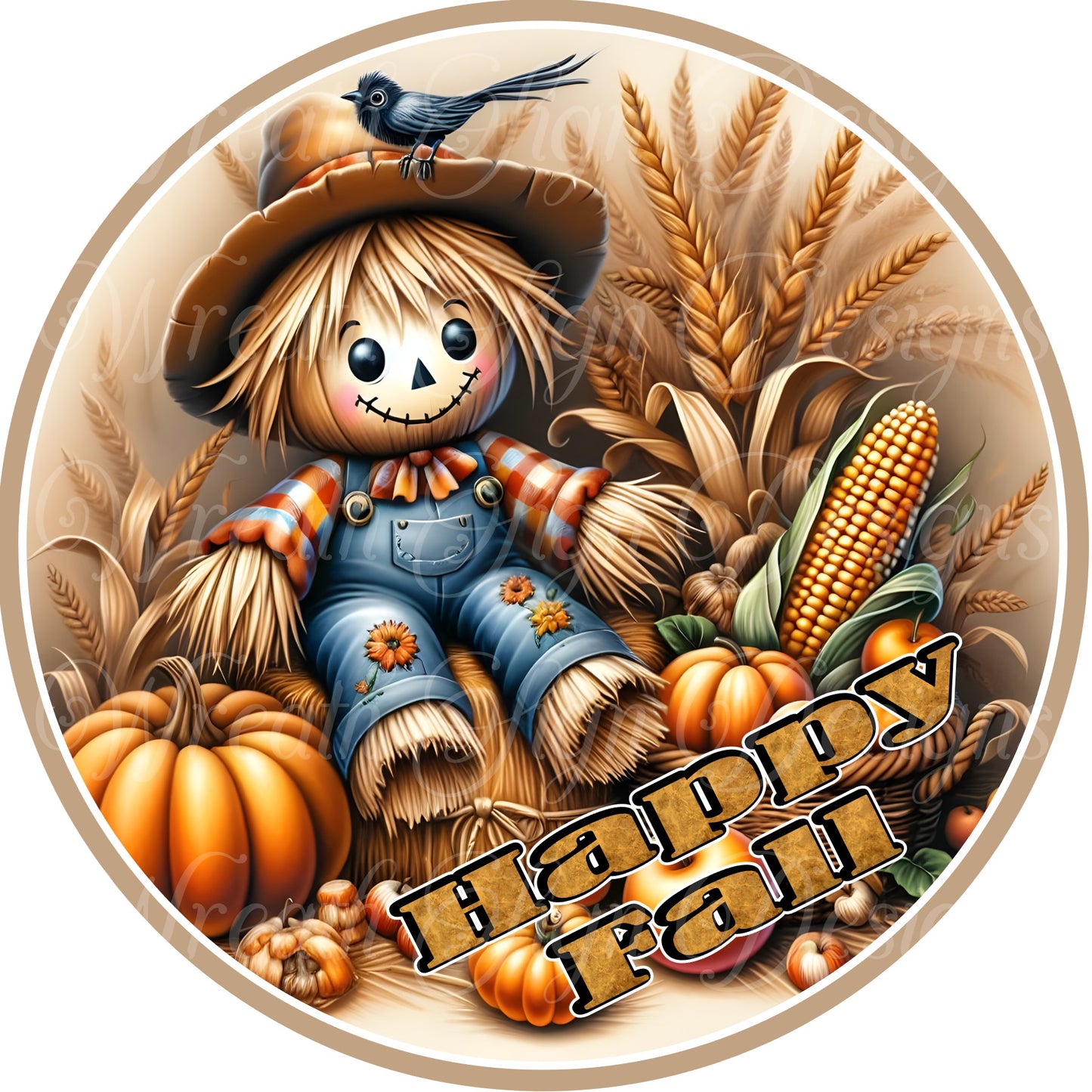 Fall  scarecrow wreath sign, wreath center, wreath attachment, pumpkin sign