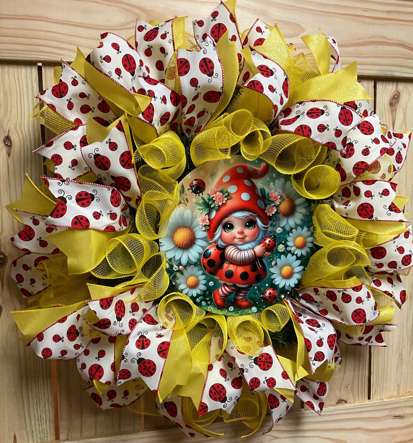 Ladybug gnome wreath