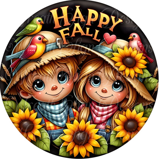 Happy Fall scarecrow wreath sign, Wreath center, attachment