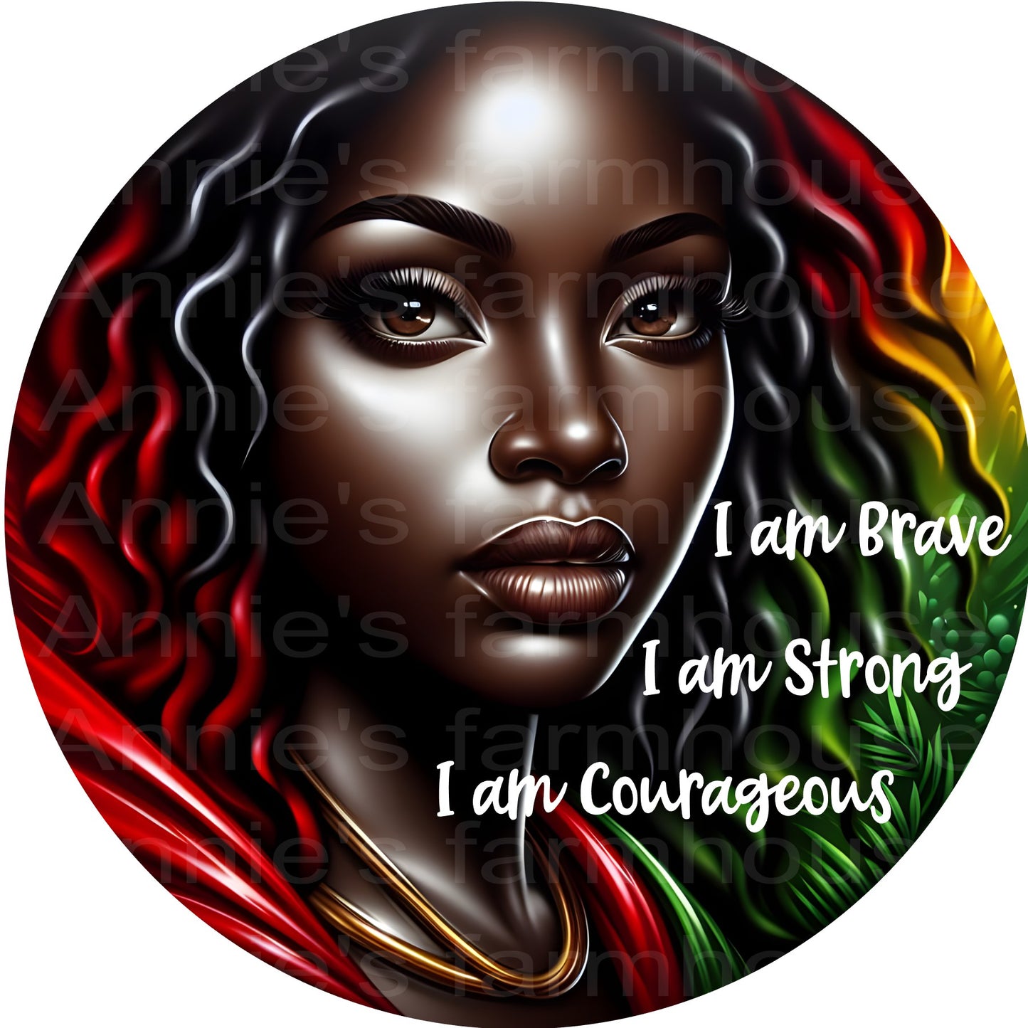 I am Strong, Diva Queen round metal wreath sign, Proud Black Woman, Juneteenth wreath attachment, wreath center