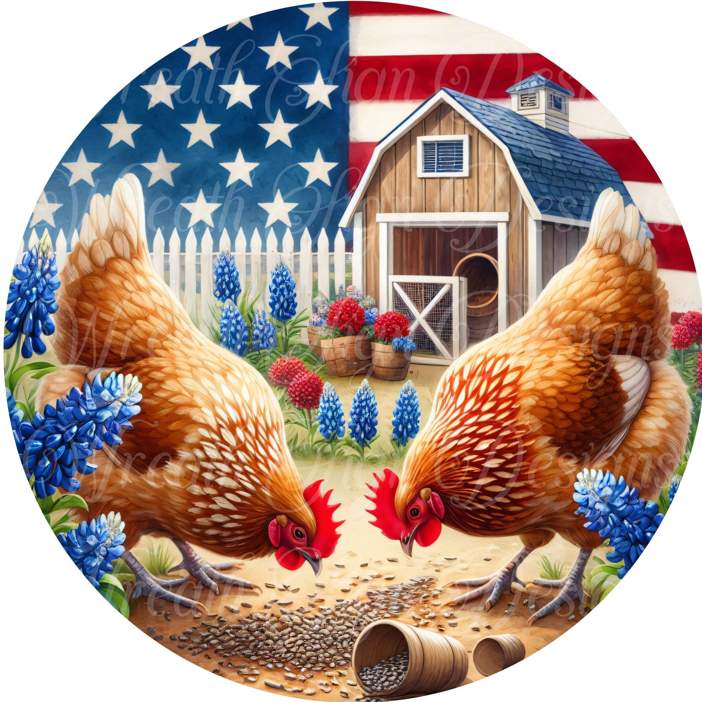 Patriotic chicken metal wreath sign, Americana, red white and blue, Freedom, American Farmhouse sign, 4th of july, door hanger,