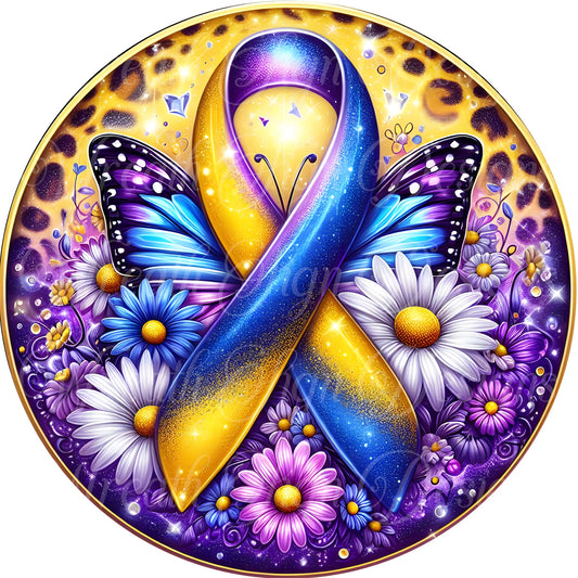 bladder cancer awareness ribbon wreath sign,  awareness ribbon wreath center, attachment