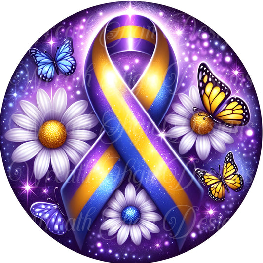 bladder cancer awareness ribbon wreath sign,  awareness ribbon wreath center, attachment