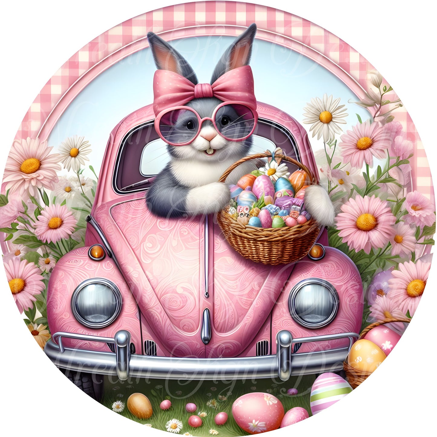 Special Delivery Easter Bunny Springtime sign, round metal wreath sign, wreath center, attachment, plaque