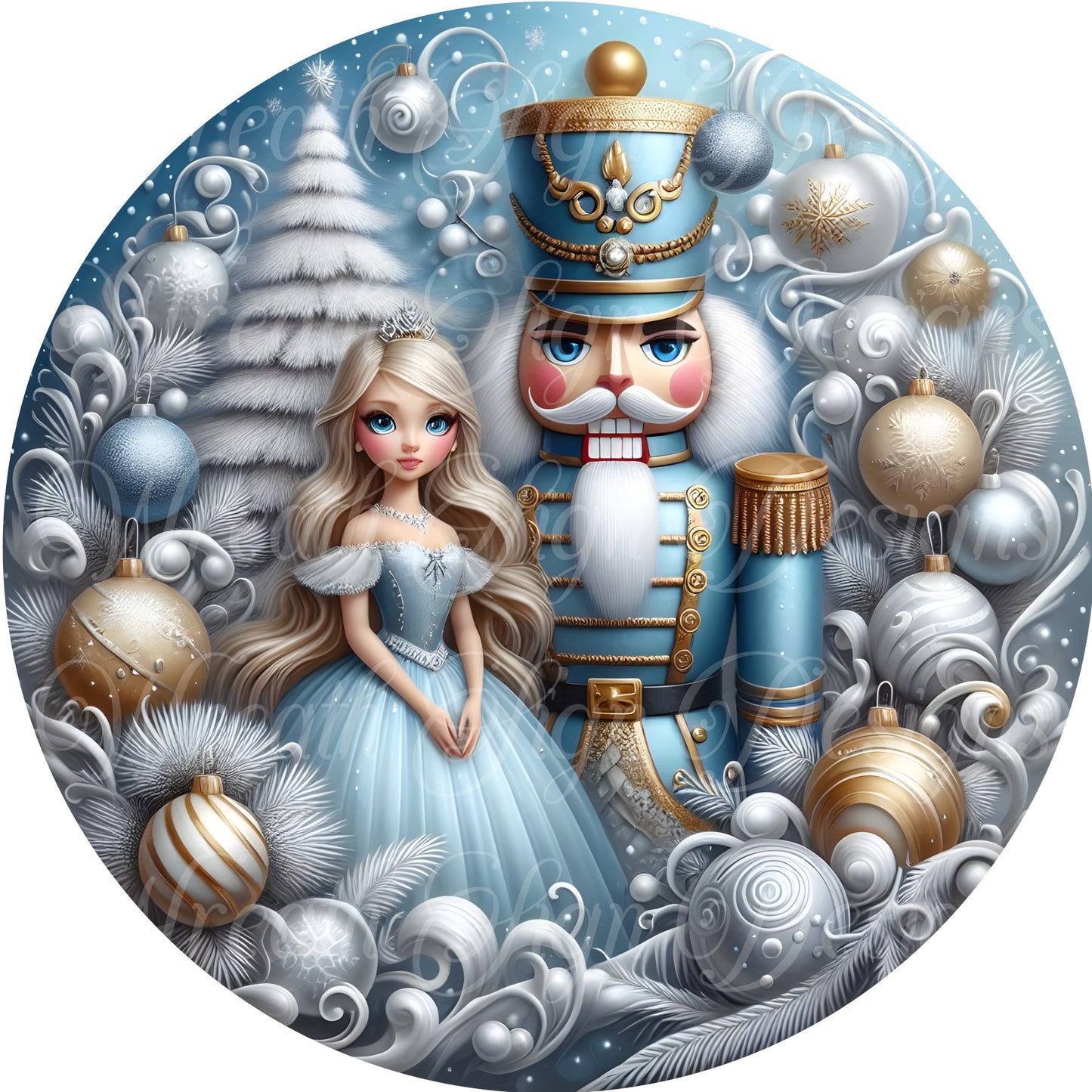 nutcracker ballerina round metal wreath sign, Christmas Nutcracker holiday  sign, Christmas wreath sign,