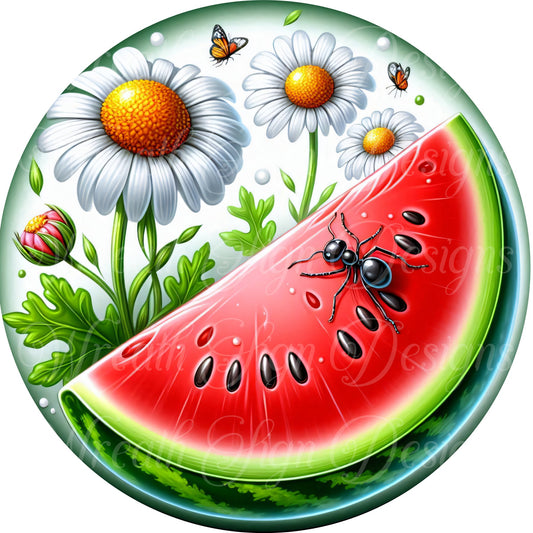 Watermelon summertime sign,  Daisy Wreath Sign, Wreath Center, Wreath Attachment  Metal Sign Wreath plate