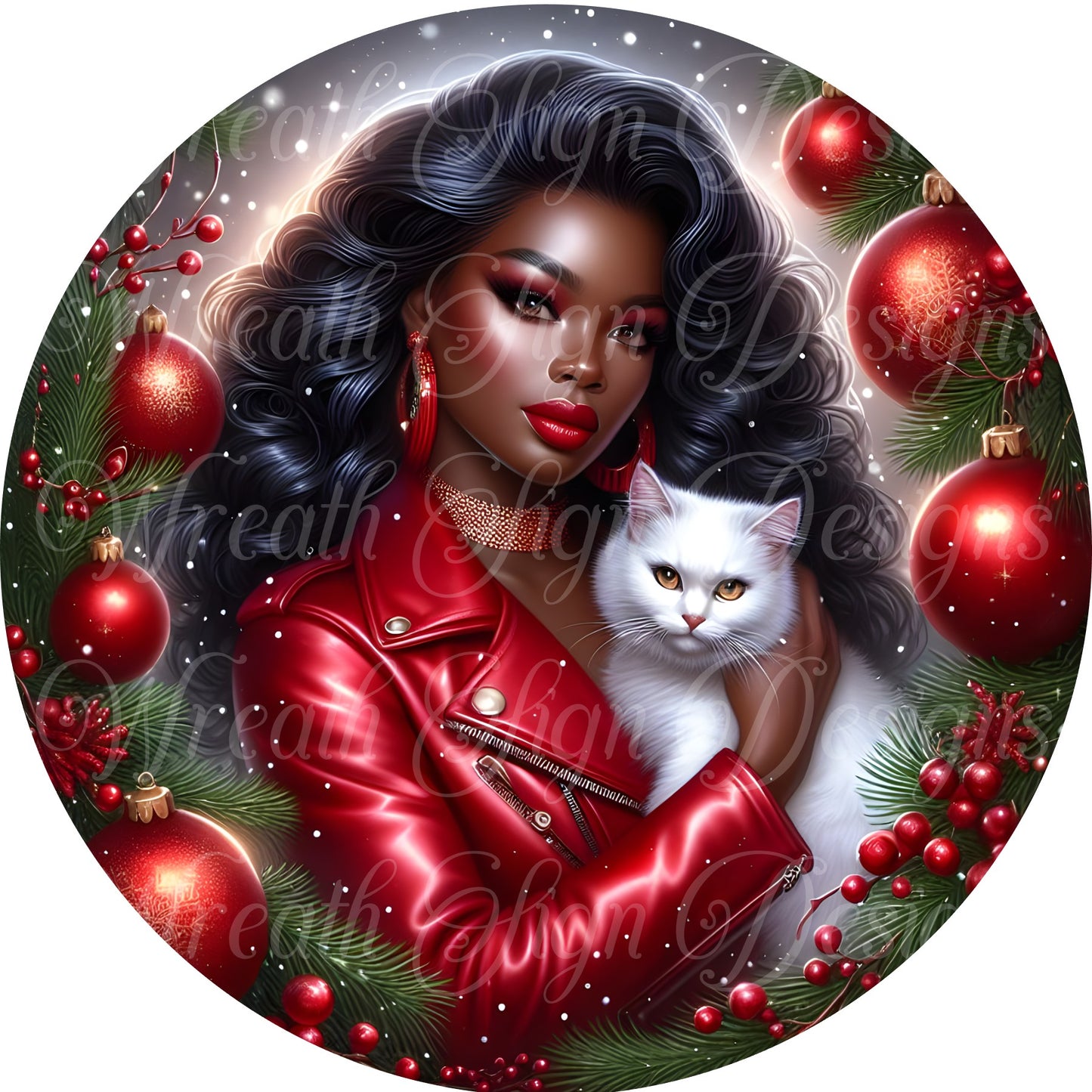 Diva Christmas, Diva Queen round metal wreath sign, Melanin. African American strong black woman , wreath attachment, wreath center