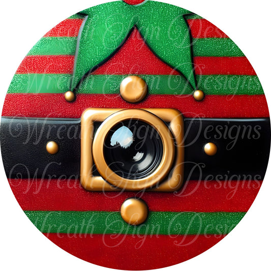 elf Cam Christmas Serveillance wreath sign, elf spy cam, Naughty or nice wreath sign, wreath center wreath attachment