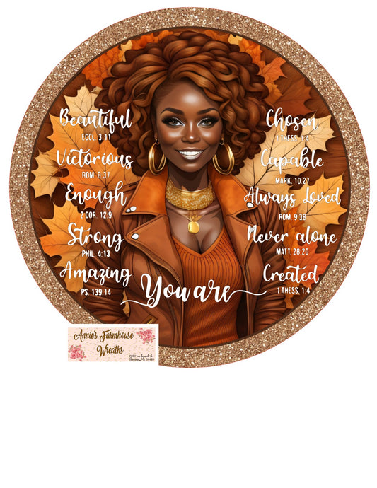 Round sublimated metal wreath sign,You are Strong, Diva Queen, Juneteenth, Fall Diva queen sign