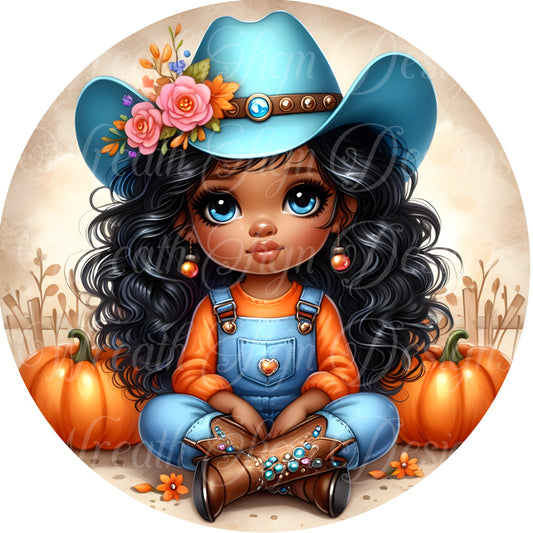 Little Diva, Fall Diva Cowgirl Sign, African American Melanin cowgirl wreath sign, Autumn cowboy wreath center, Wreath attachement