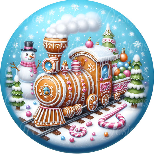Gingerbread Christmas  train Sign, Gingerbread man,  Wreath Sign, pastel Wreath Center, Wreath Attachment Gingerbread Christmas Decor