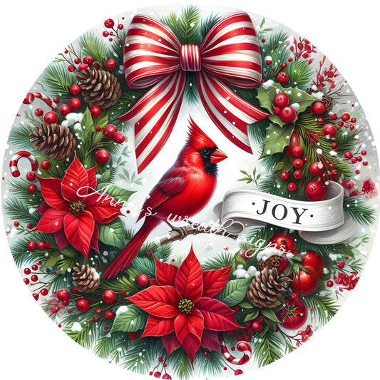 Merry Christmas Cardinal sign, Christmas cardinals, Wreath Sign, Wreath Center, Wreath Attachment,  Metal Sign