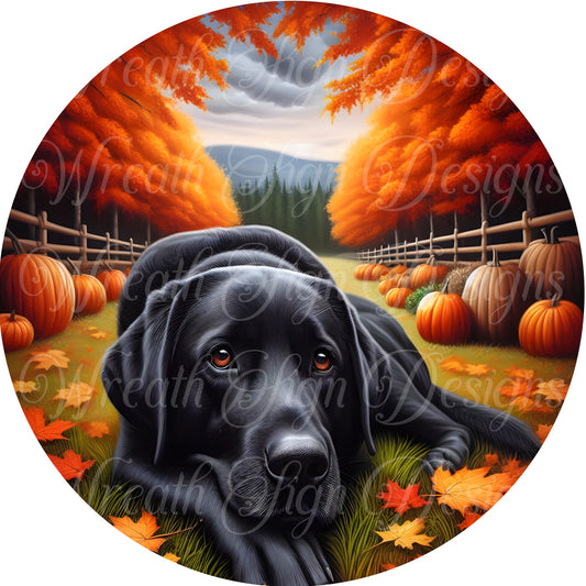 Black lab labrador dog sign, fall canine  metal sign  Round sign, Wreath attachment, Wreath center,