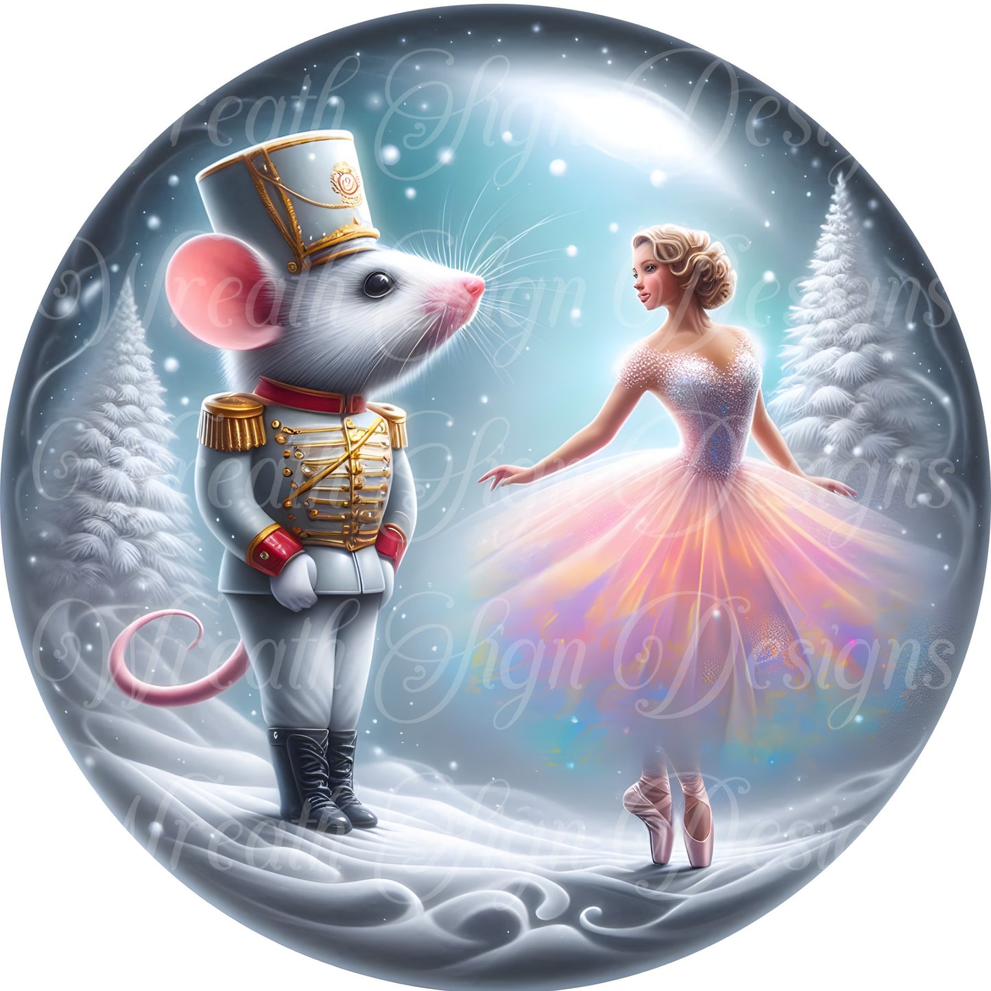 Nutcracker suite  mouse soldier round metal wreath sign, Nutcracker holiday  sign, Christmas wreath sign, wreath attachment, center