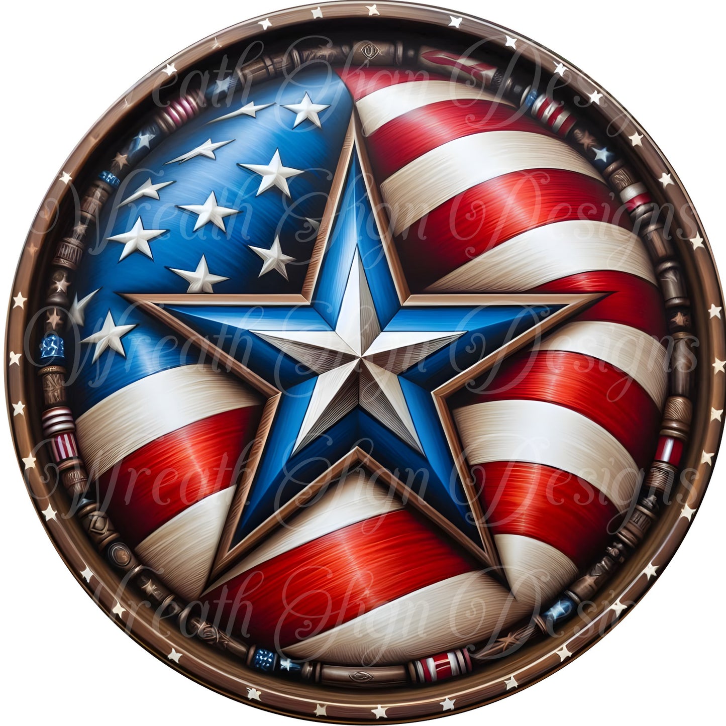 American Flag, patriotic, fourth of July, independence day metal wreath sign, Round sign,  attachment Wreath center, stars and stripes sign