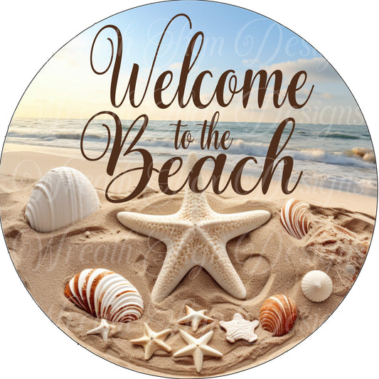 beach sign, Coastal sublimation metal sign,  seashell sign, Welcome to the beach sign. coastal decor, beach decor