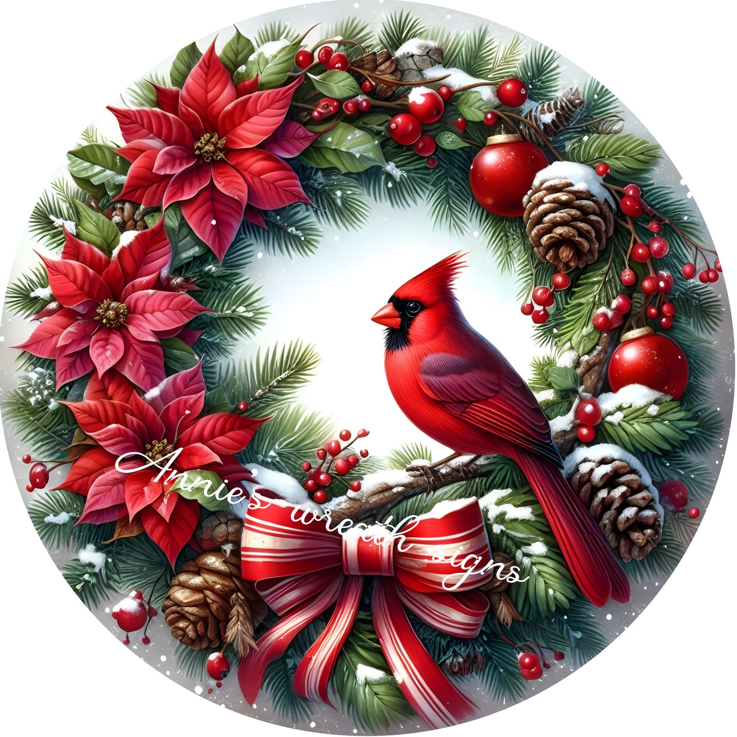 Merry Christmas Cardinal sign, Christmas cardinals, Wreath Sign, Wreath Center, Wreath Attachment,  Metal Sign