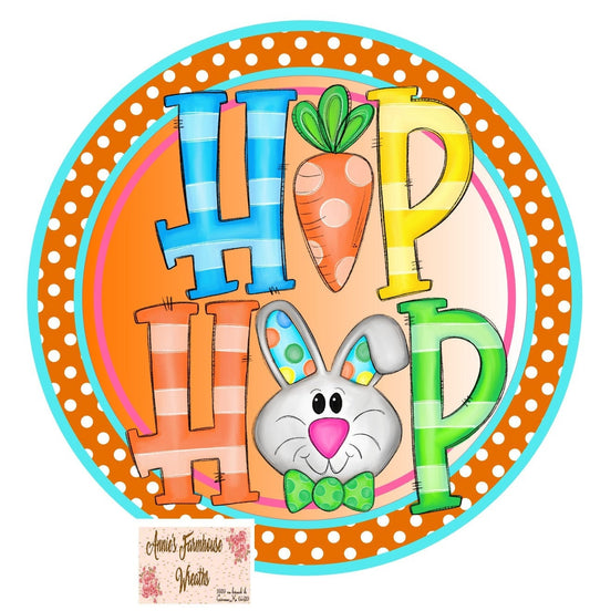 hip hop easter bunny metal wreath sign, Round sign, Wreath attachment, Wreath center, easter tiered tray sign