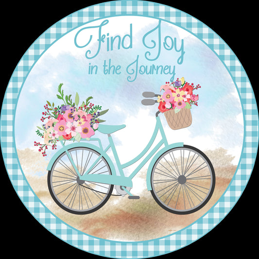 Blue Enjoy the rid bicycle Wreath Sign, Wreath Center, Wreath Attachment  Metal Sign Tiered tray sign