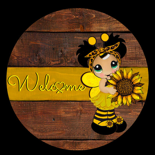 welcome door sign, welcome summertime, bumble bee, bee summer Wreath Center, Wreath Attachment  Metal Sign Tiered tray sign