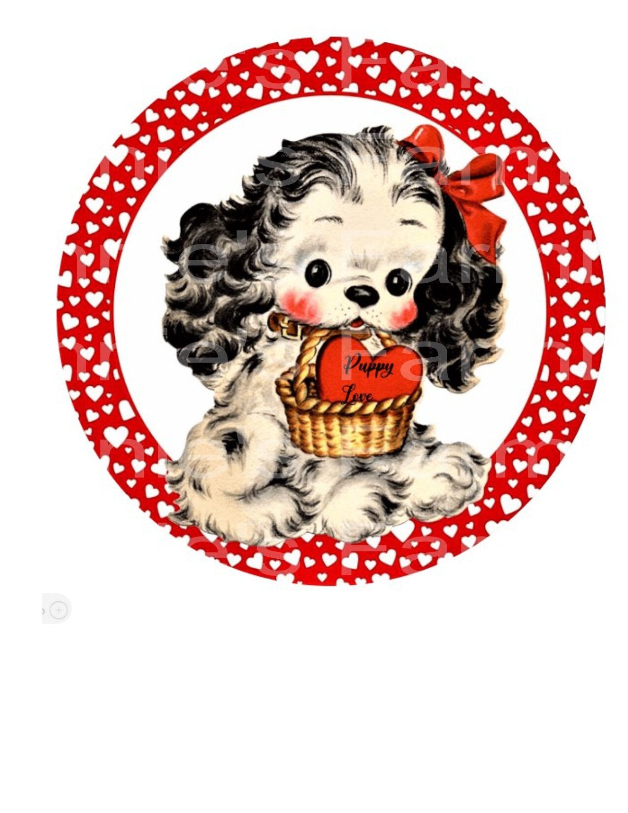 Valentines day cocker spaniel metal wreath sign, dog wreath sign, hearts, love wreath attachment, valentines sign for your wreath,