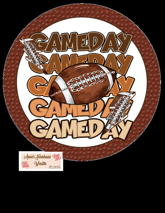 Game day sign, football sign, sports sign, fall sports metal wreath sign, Round sign,  attachment Wreath center, tiered tray sign