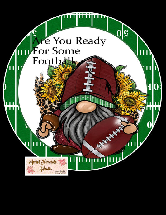 Game day sign, football sign, sports sign, Gnome  fall sports metal wreath sign, Round sign,  attachment Wreath center, tiered tray sign