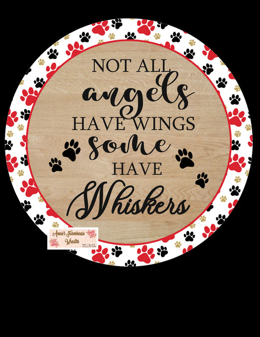 Not all angels have wings, Cat sign, round metal  sign, welcome metal sign, Round sign, Wreath attachment, Wreath center,