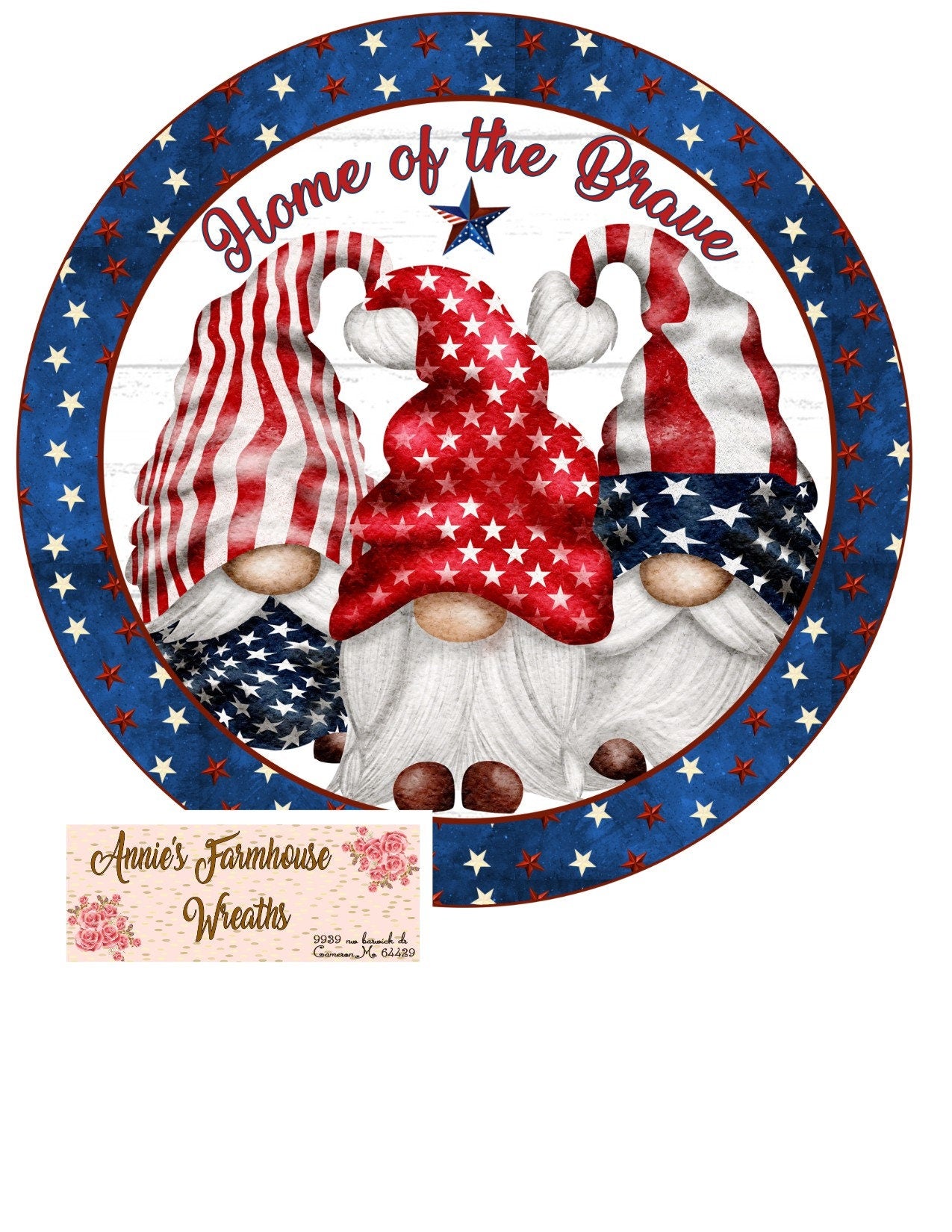 American gnome, flag, patriotic, fourth of July, independence day metal wreath sign, Round sign,  attachment Wreath center, tiered tray sign