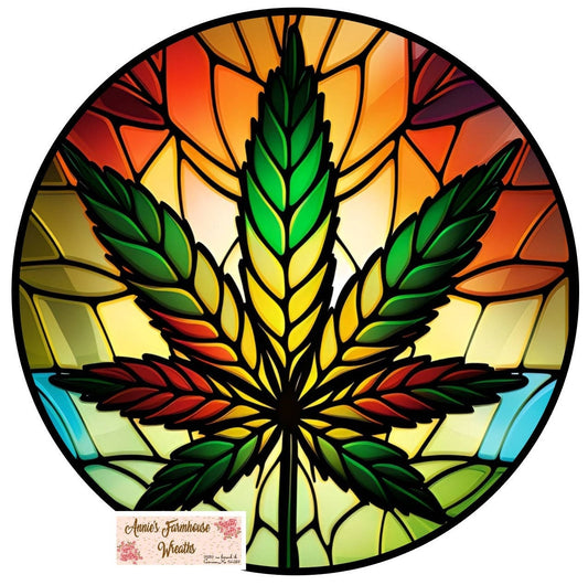 Pot leaf, Mary J, cannabis sign, marijuana, 420,  metal wreath sign, Round sign,  attachment Wreath center, tiered tray sign