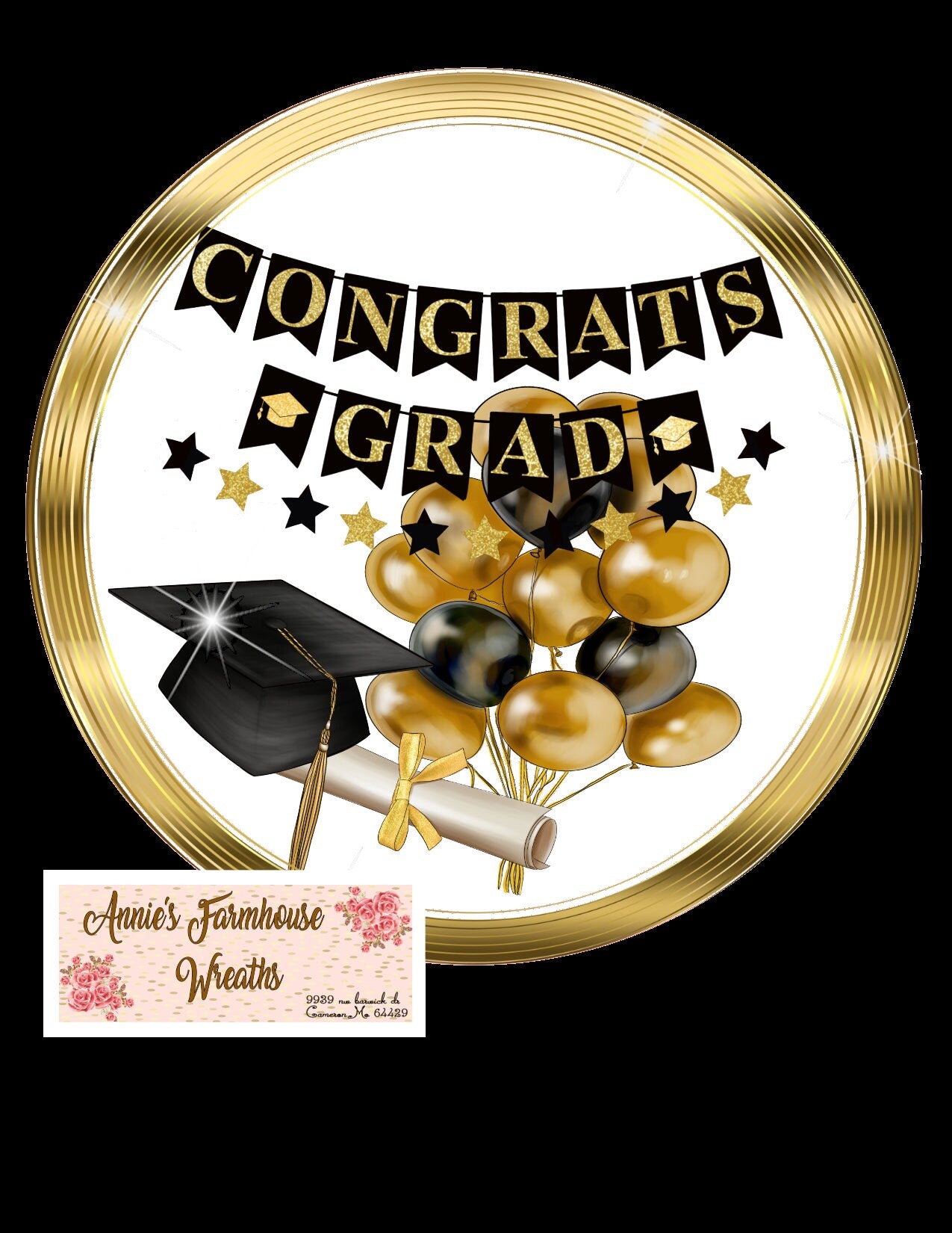 metal wreath sign, congratulations high school college graduates, grad ...