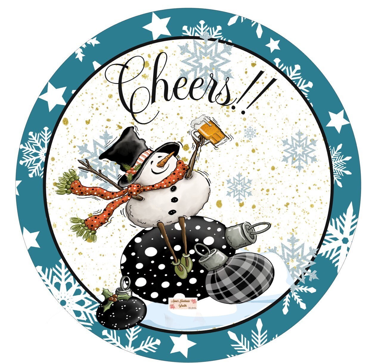 Cheers drunk snowman sign winter sign, blue Christmas, Wreath Sign, Wreath Center, Wreath Attachment,  Metal Sign, Tiered tray sign