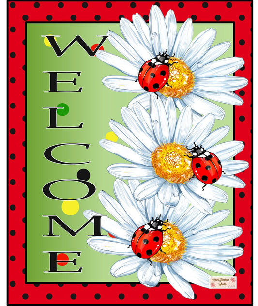 Ladybug metal wreath sign, summer ladybug door decor, door sign, welcome sign Fall sunflowers and ladybug sign. 8x10 square sign