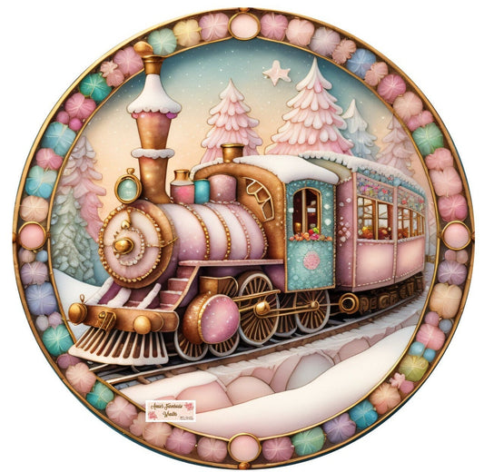 Gingerbread Christmas train Sign, Gingerbread man,  Wreath Sign, pink Wreath Center, Wreath Attachment