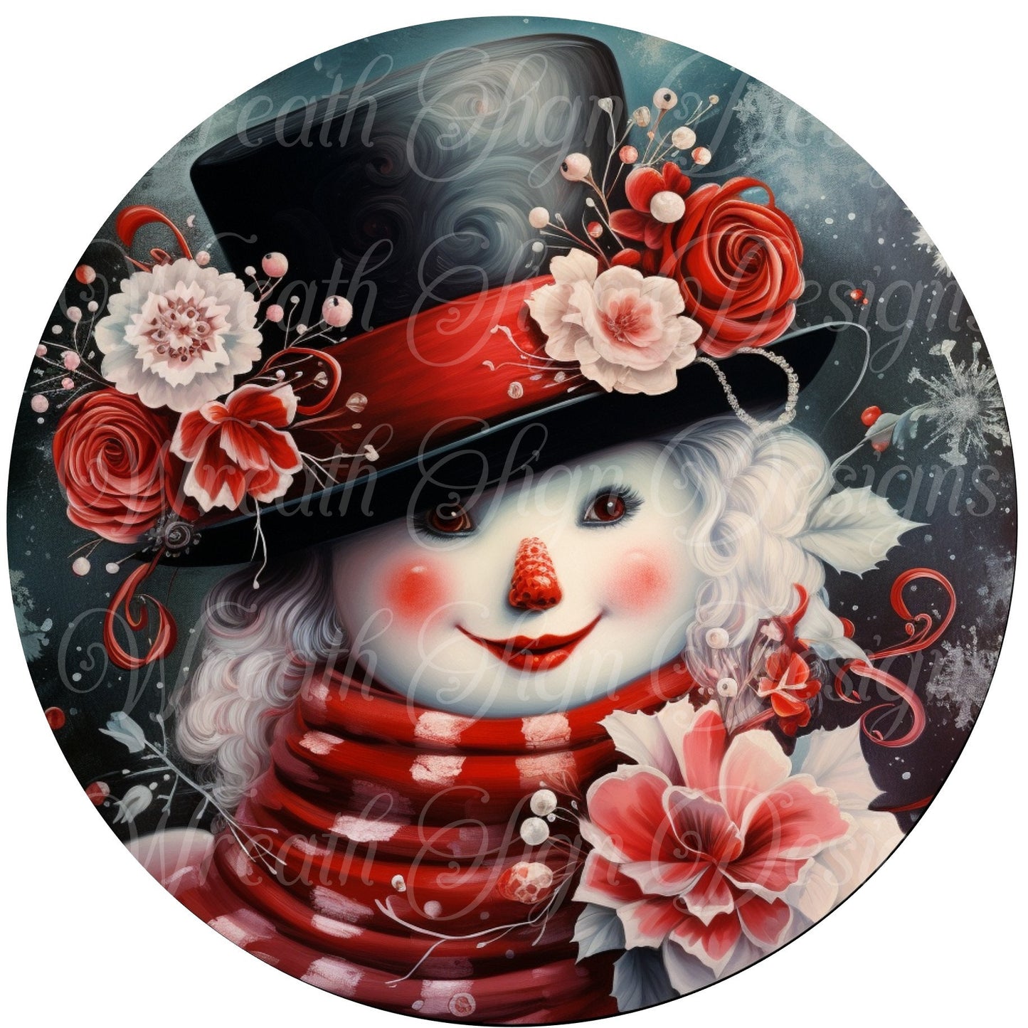 Peppermint Snow Queen, Winter, Christmas, Candy Cane snowman wreath center, Wreath attachment, Wreath sign, Sublimation wreath sign