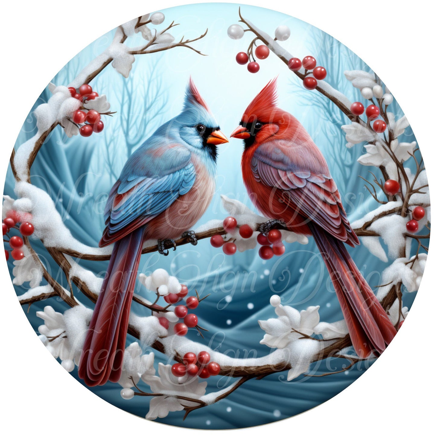 round metal wreath sign, Tis the Season Christmas cardinal wreath center, Winter sign, Cardinal decor
