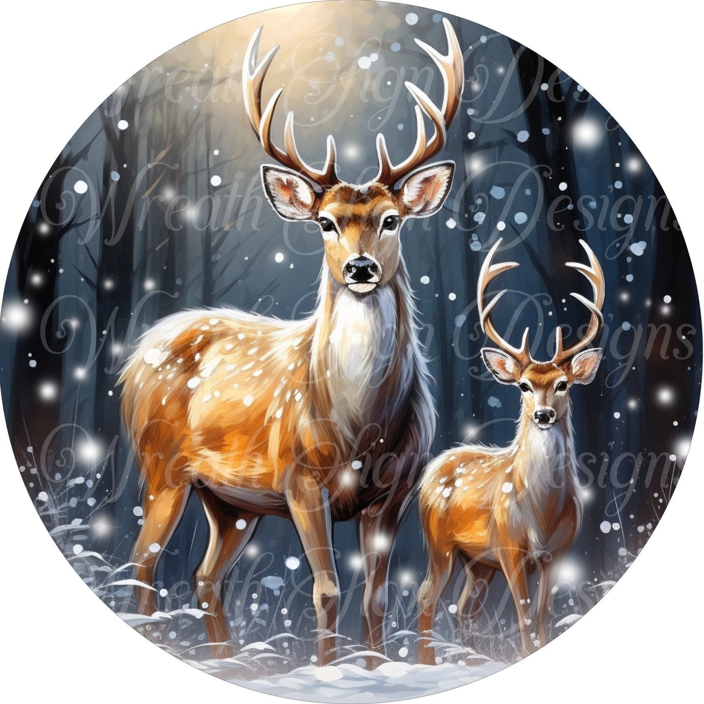 Winter, Christmas, deer sign, metal sign  Round sign, Wreath attachment, Wreath center,