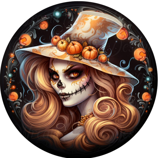 Fall Pumpkin Scarecrow witch. fall. scarecrow sign, autumn, metal wreath sign, Round sign,  attachment Wreath center, tiered tray sign