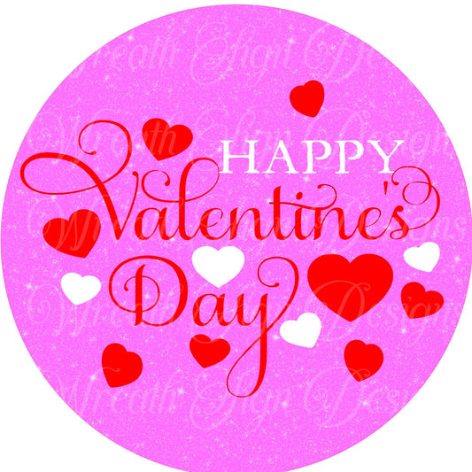 Happy Valentine&#39;s Day Round metal wreath sign. Wreath center, attachment Plaque