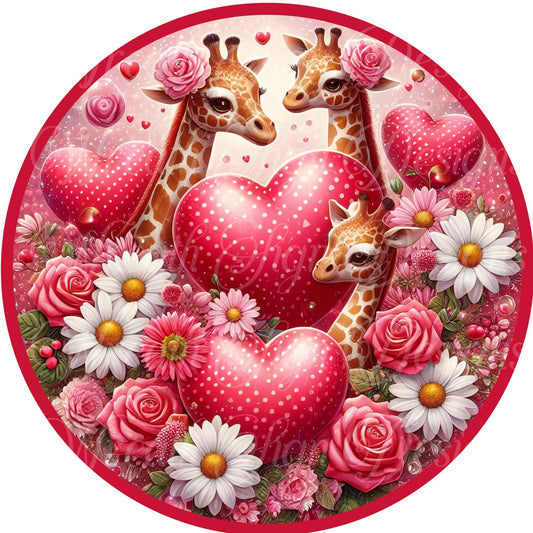Valentine&#39;s Day giraffes wreath sign, Hearts roses, Wreath attachment, wreath center, Plaque, Farmhouse Valentine