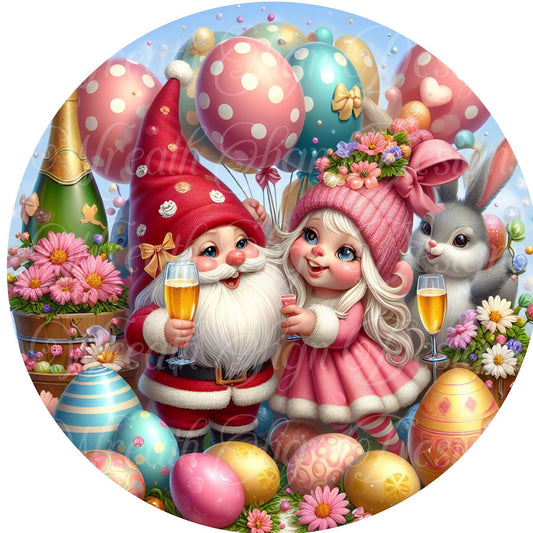 Christmas New year Easter Gnomes celebrating wreath sign, wreath center, wreath attachment, plaque