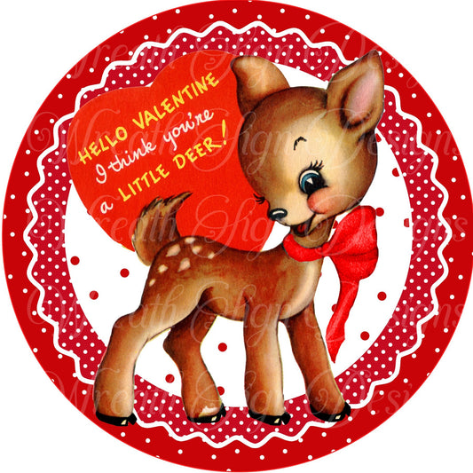 Valentine&#39;s Day retro deer wreath sign, Hearts roses, Wreath attachment, wreath center, Plaque, Farmhouse Valentine