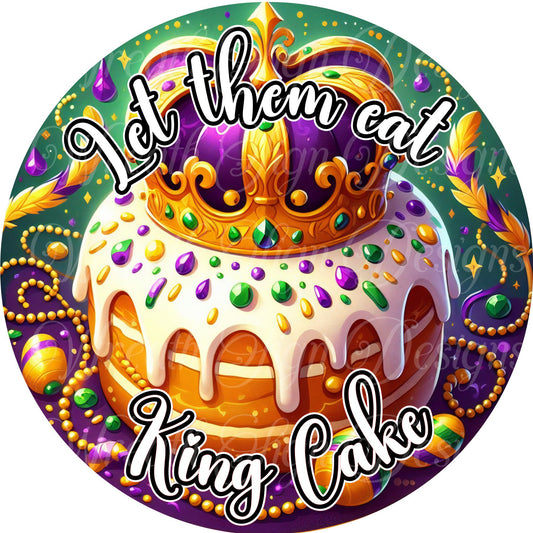 Mardi Gras King Cake, Fat Tuesday, Louisiana holiday, mardi gras beads round metal wreath sign, wreath center,