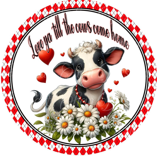 Valentine&#39;s Day Cow wreath sign, sign for wreaths, wreath center, attachment, plaque