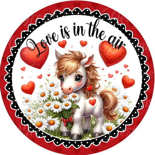 Valentine&#39;s Day Horse wreath sign, Hearts roses, Wreath attachment, wreath center, Plaque, Farmhouse Valentine